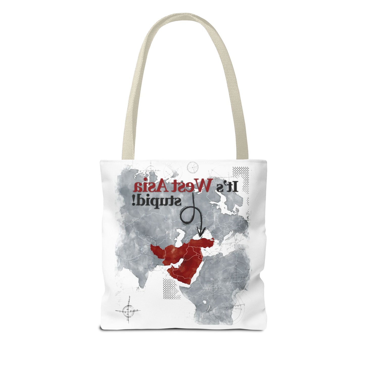 West Asia Stupid Tote Bag, Funny Tote, Map Design Bag, Unique Gift, Eco-Friendly Shopping Bag