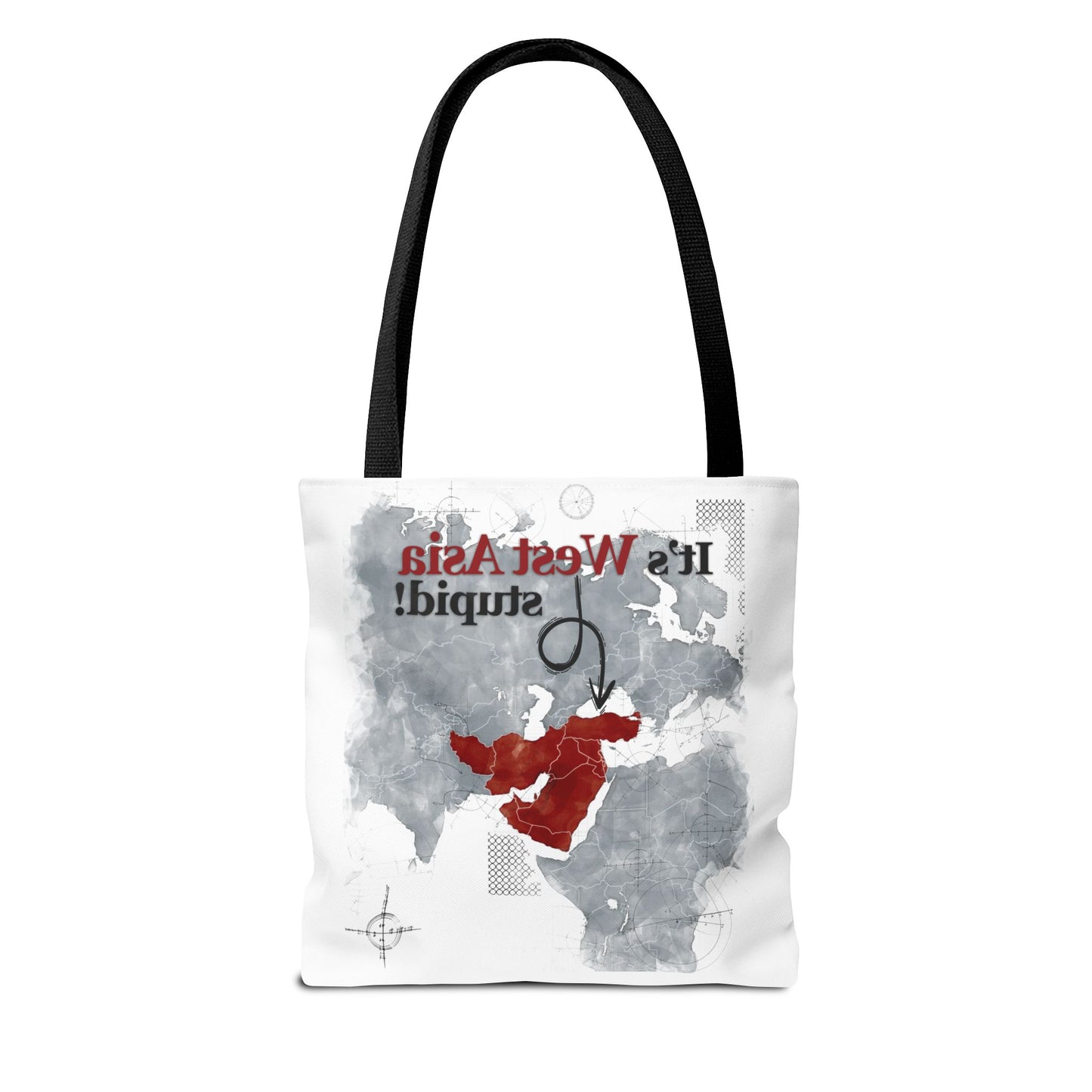 West Asia Stupid Tote Bag, Funny Tote, Map Design Bag, Unique Gift, Eco-Friendly Shopping Bag