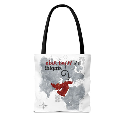 West Asia Stupid Tote Bag, Funny Tote, Map Design Bag, Unique Gift, Eco-Friendly Shopping Bag