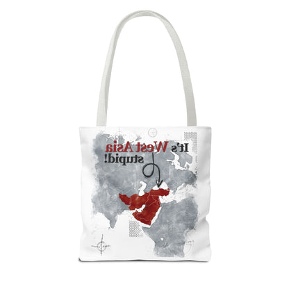 West Asia Stupid Tote Bag, Funny Tote, Map Design Bag, Unique Gift, Eco-Friendly Shopping Bag