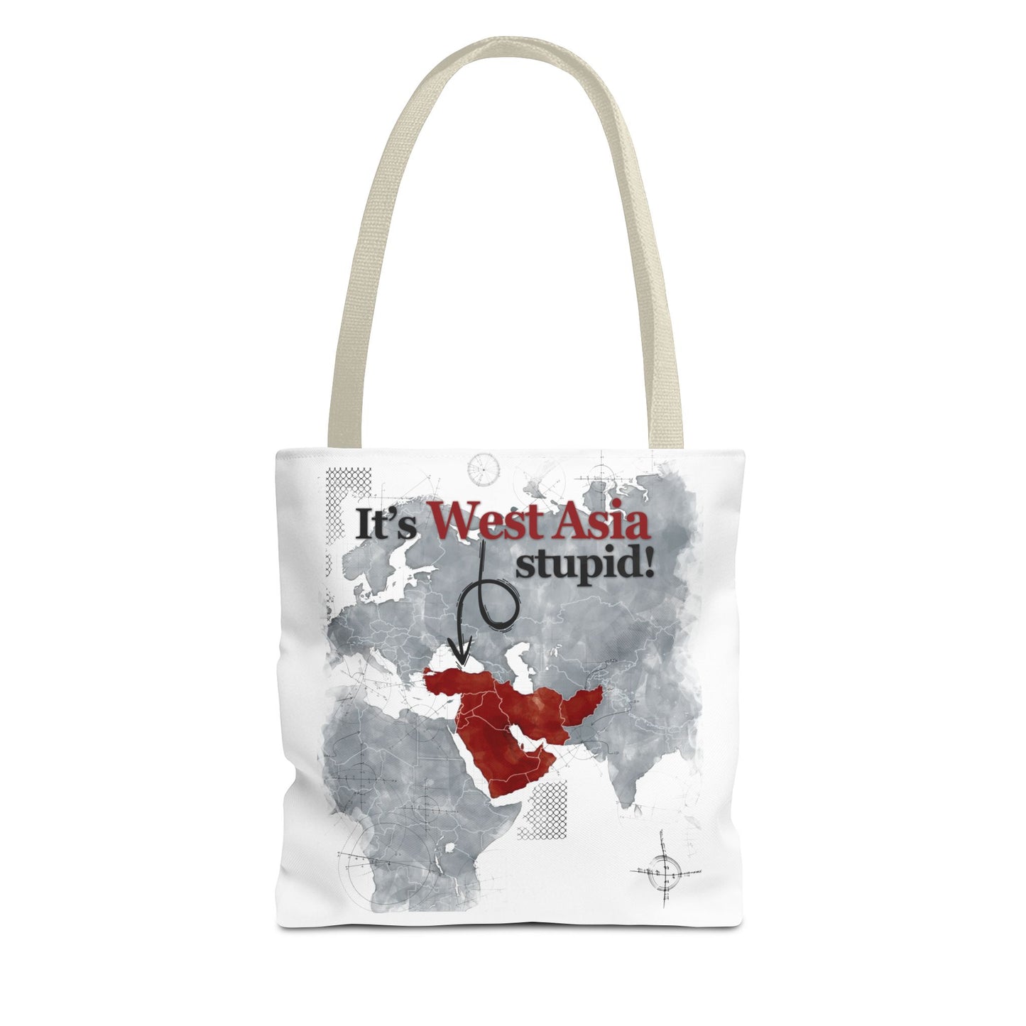 West Asia Stupid Tote Bag, Funny Tote, Map Design Bag, Unique Gift, Eco-Friendly Shopping Bag