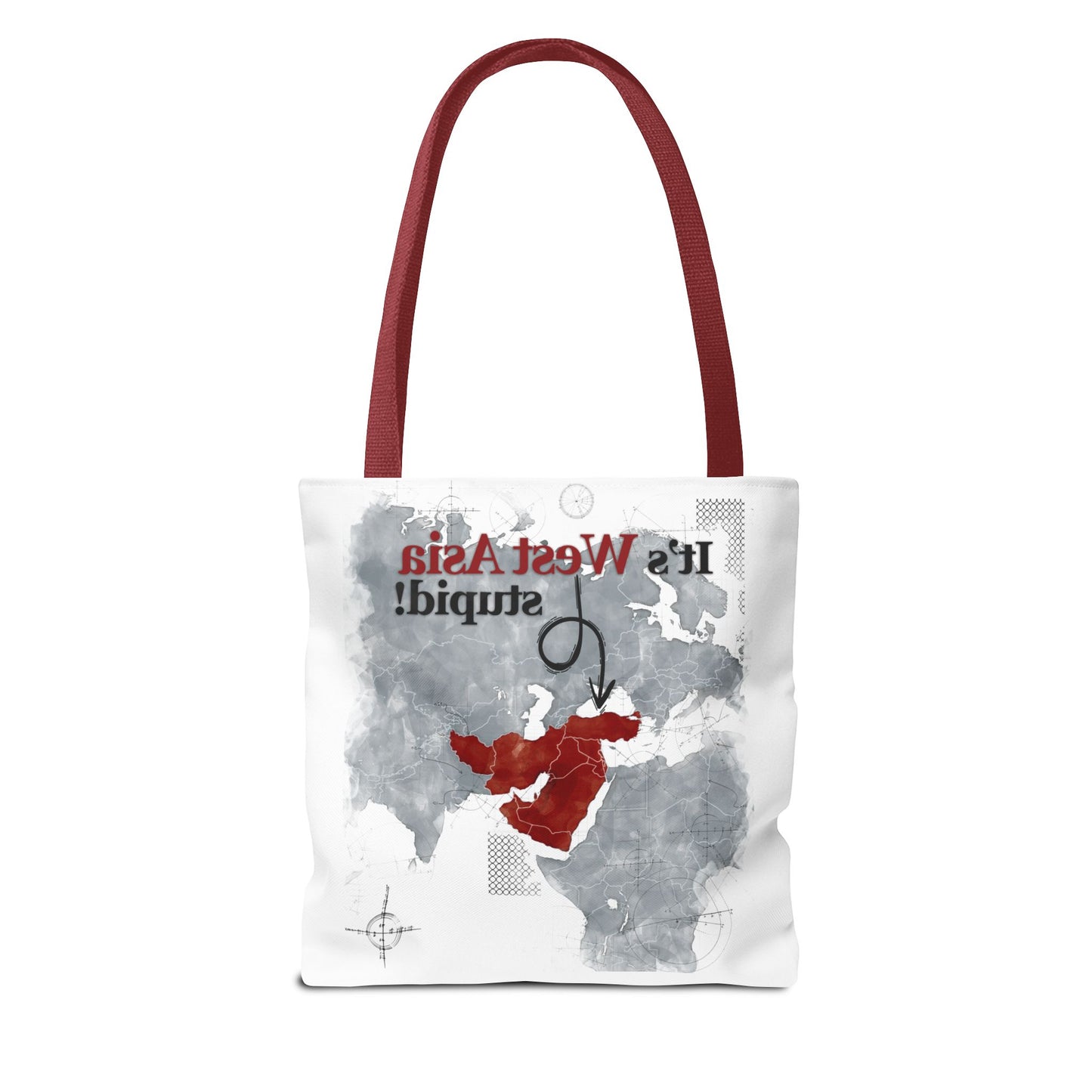 West Asia Stupid Tote Bag, Funny Tote, Map Design Bag, Unique Gift, Eco-Friendly Shopping Bag