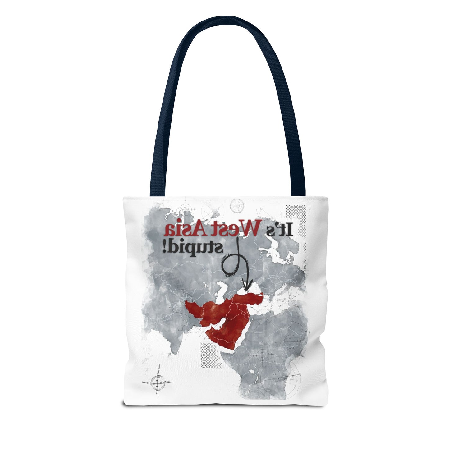 West Asia Stupid Tote Bag, Funny Tote, Map Design Bag, Unique Gift, Eco-Friendly Shopping Bag